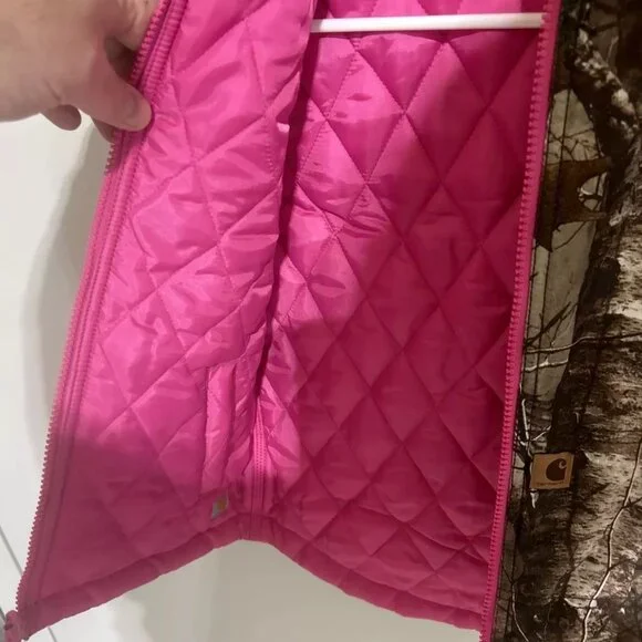 Carhartt Realtree Camo Quilted Vest Pink Girls Size XS 6 PREOWNED - Picture 10 of 10